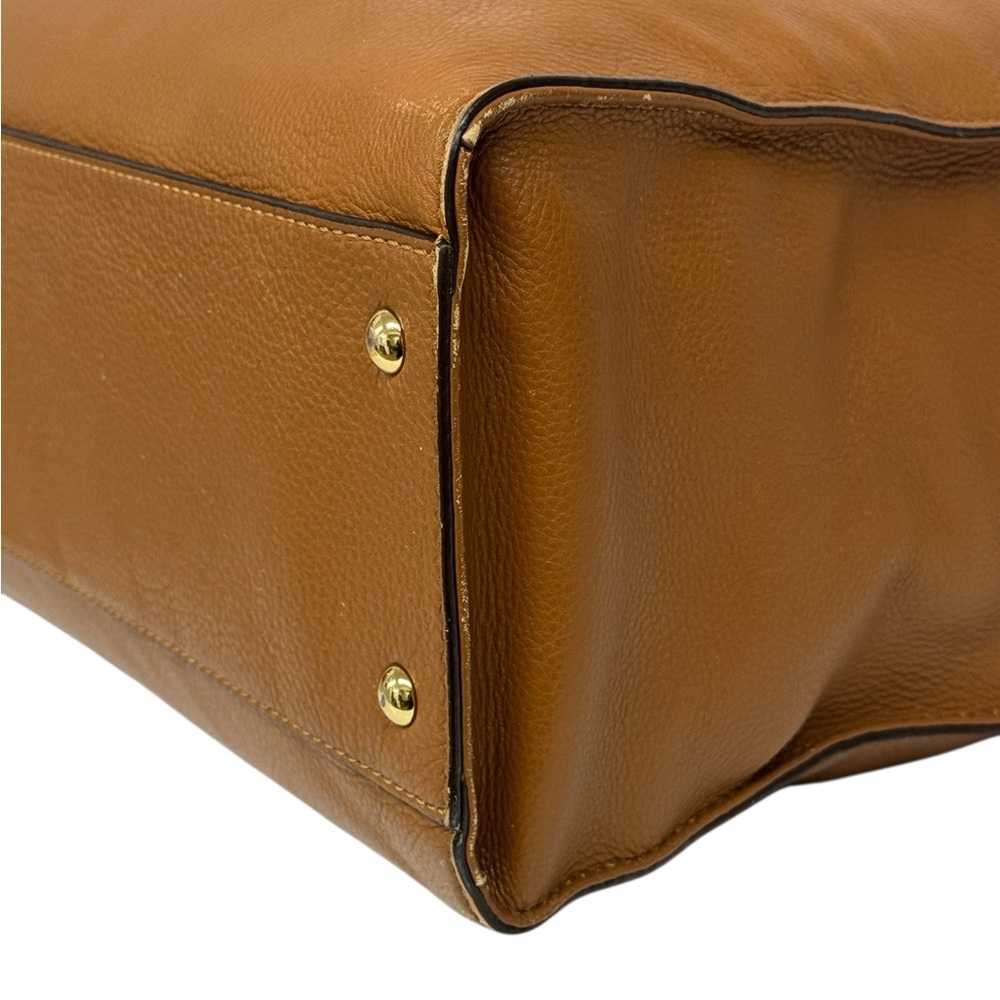 Michael Kors Hamilton Camel Brown Leather Satchel Tote Shoulder Bag 14 x 13 x 6 - Picture 13 of 16